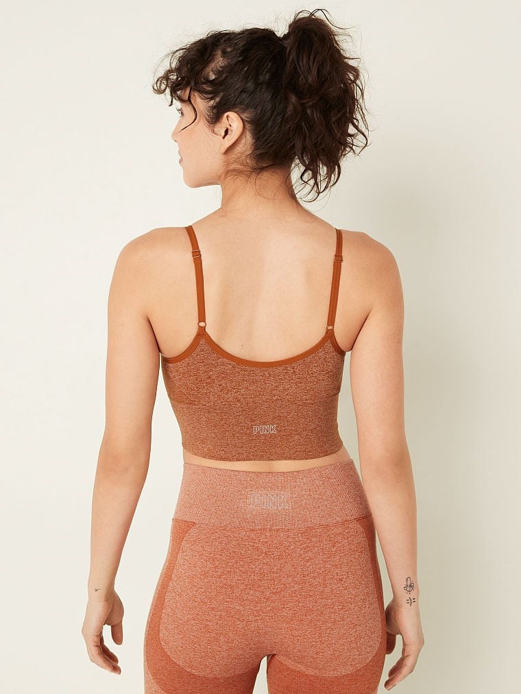 Pink Seamless Hafif Astarli Sporcu Sütyeni arka görünümü