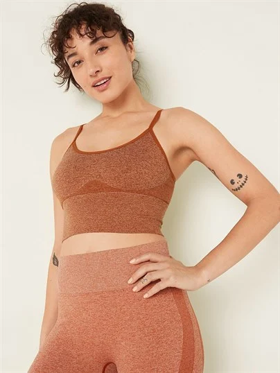 Pink Seamless Hafif Astarli Sporcu Sütyeni ön görünüm