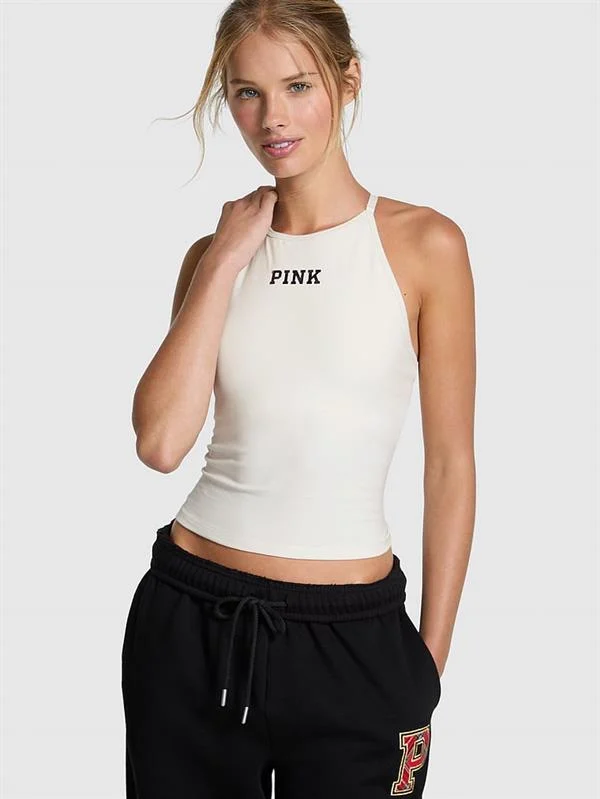 Pink All Day Pamuklu Halter Yaka Ust