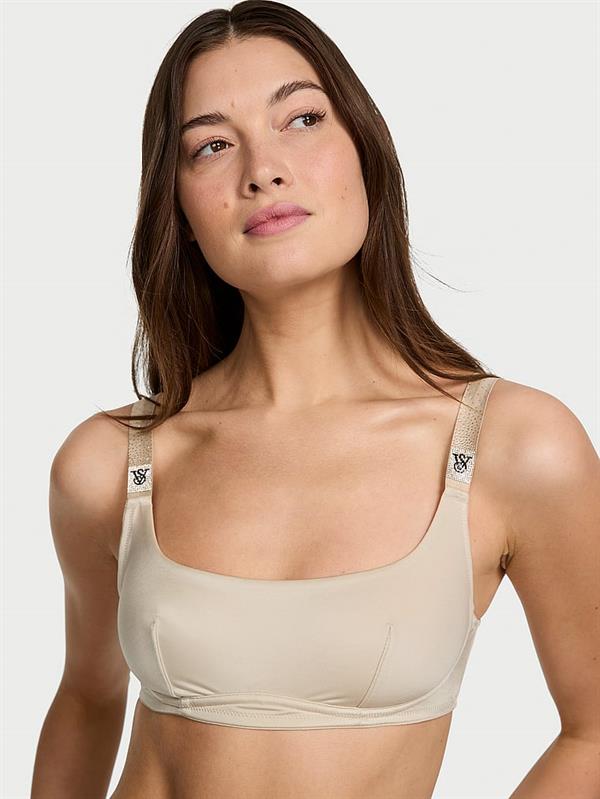Işıltılı Askili Scoop Bralet ön görünüm