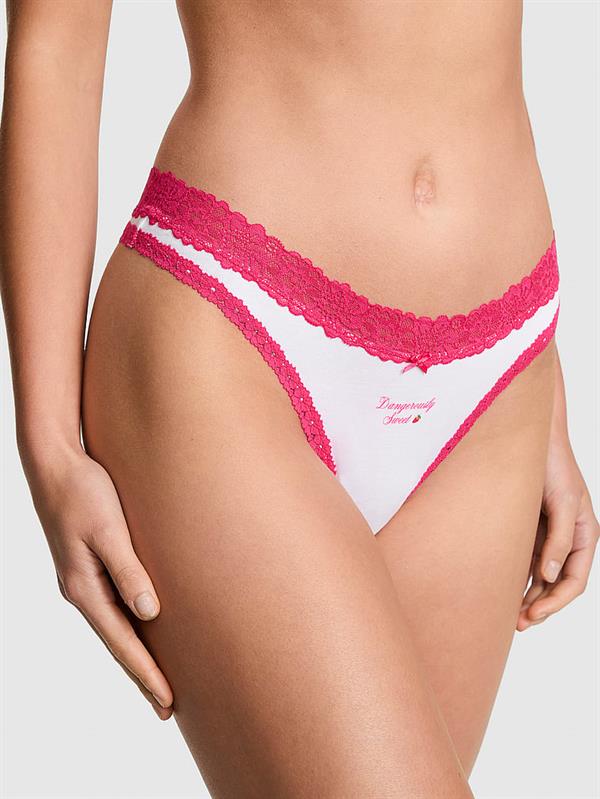 Pink Dantelli Pamuklu Tanga