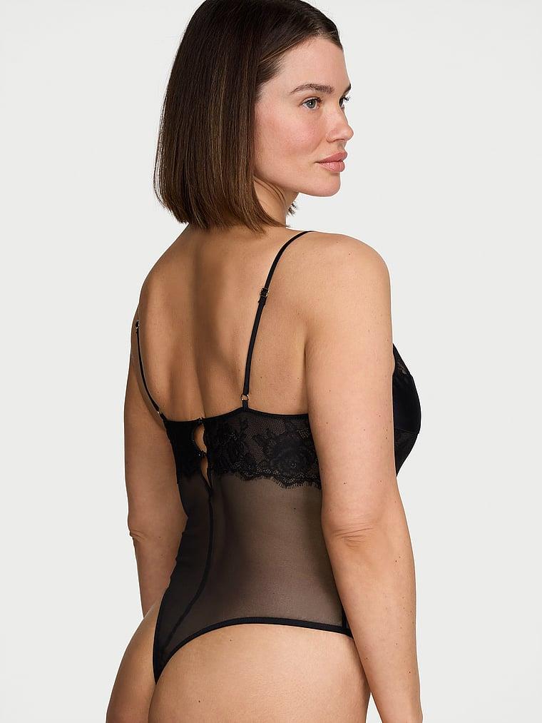 Dantelli Duz Yaka Bodysuit arka görünümü