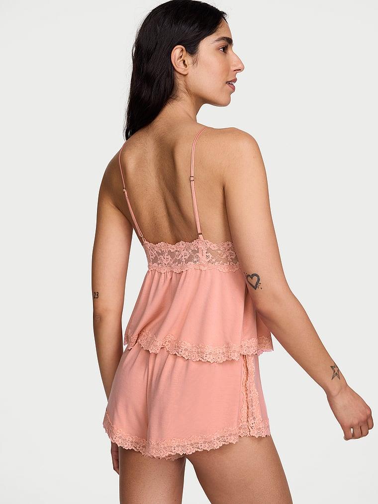 Sosoft Modal Dantelli Askili Bluz Ve Sort Takimi arka görünümü