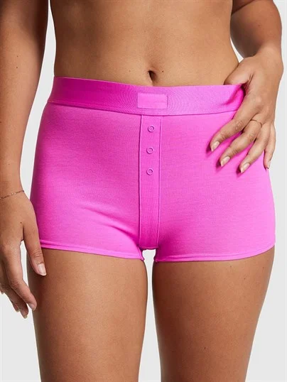 Pink Yüksek Bel Boyshort Kulot ön görünüm