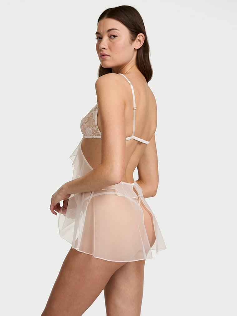Sakayik Islemeli Fırfırlı Babydoll Takimi arka görünümü
