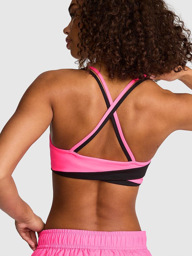 Pink Pink Relay Kare Yaka Capraz Sirtli Sporcu Sütyeni arka görünüm