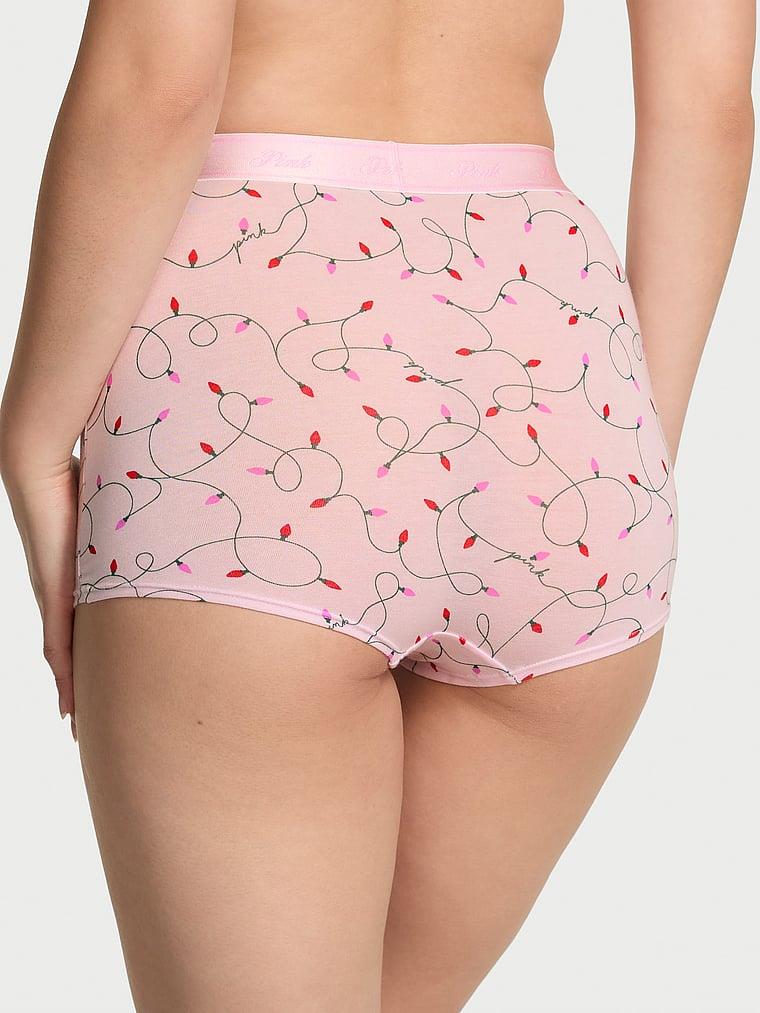 Pink Logolu Pamuklu Yüksek Bel Boyshort Kulot arka görünümü