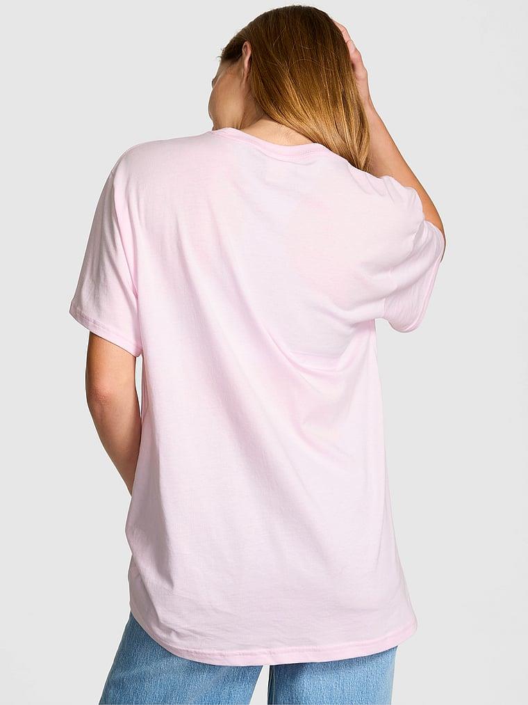 Pink Oversize Kısa Kollu Kampus Tisort arka görünümü