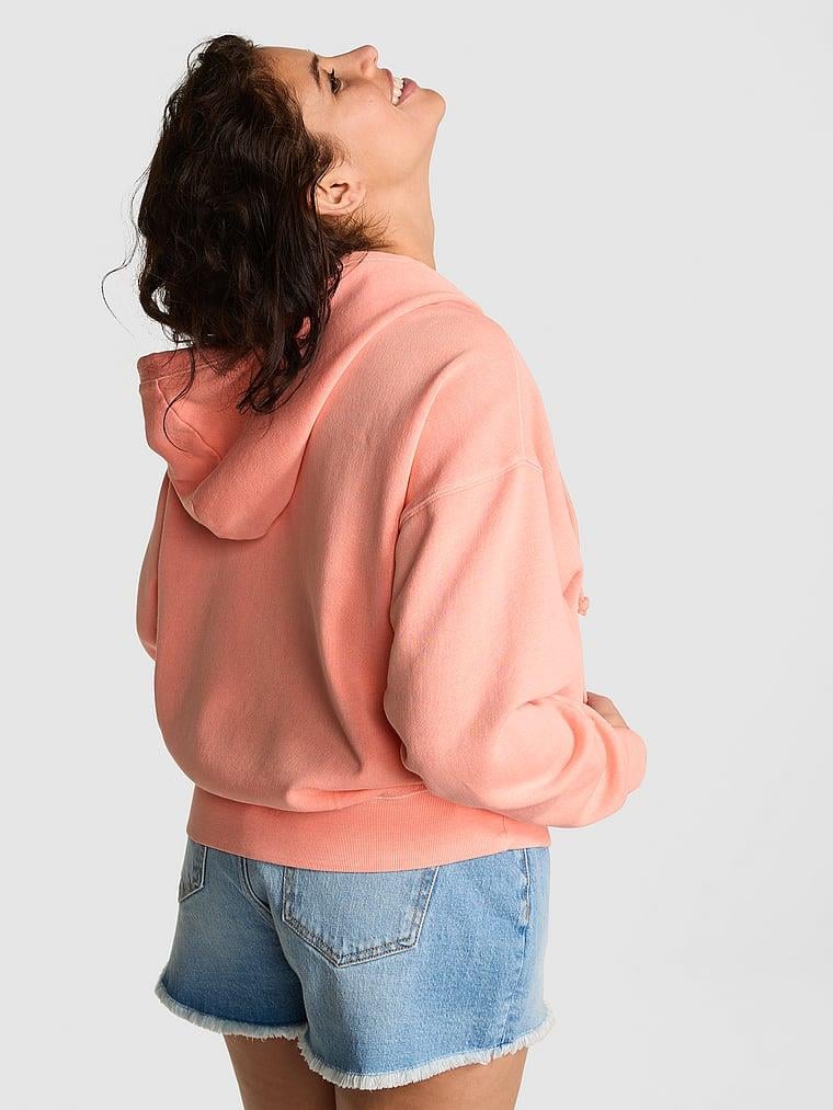 Pink Ivy Kampus Fermuarli Kapusonlu Polar arka görünüm