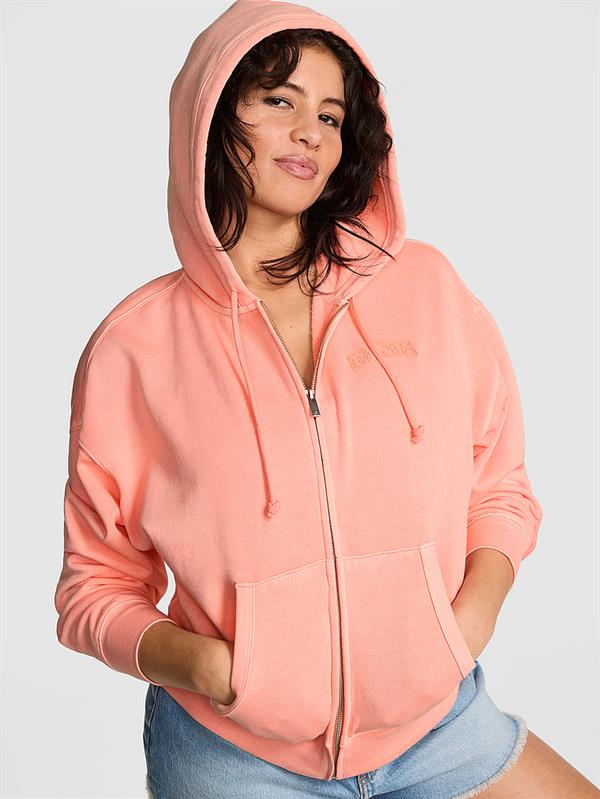 Pink Ivy Kampus Fermuarli Kapusonlu Polar