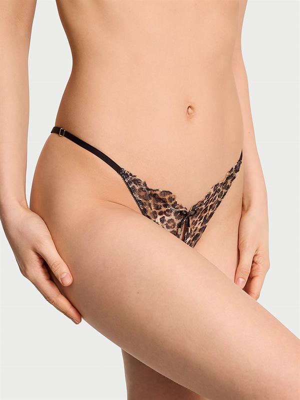 Işıltılı Islemeli Crotchless Brazilian Kulot