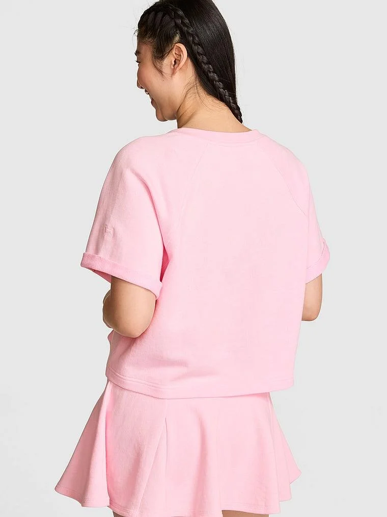 Pink Kısa Kollu Bisiklet Yaka Sweatshirt arka görünüm