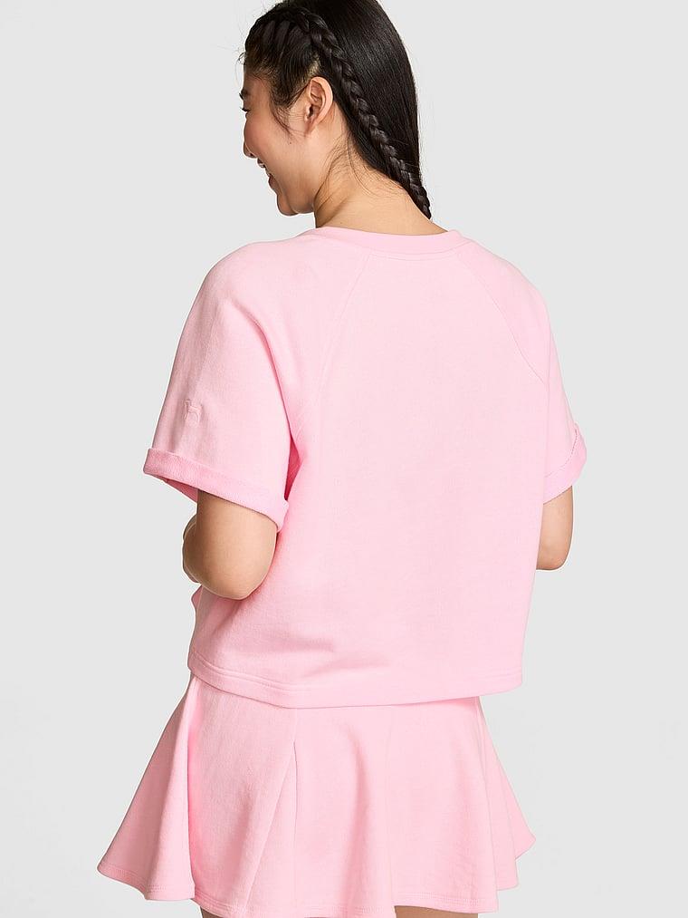 Pink Kısa Kollu Bisiklet Yaka Sweatshirt arka görünümü