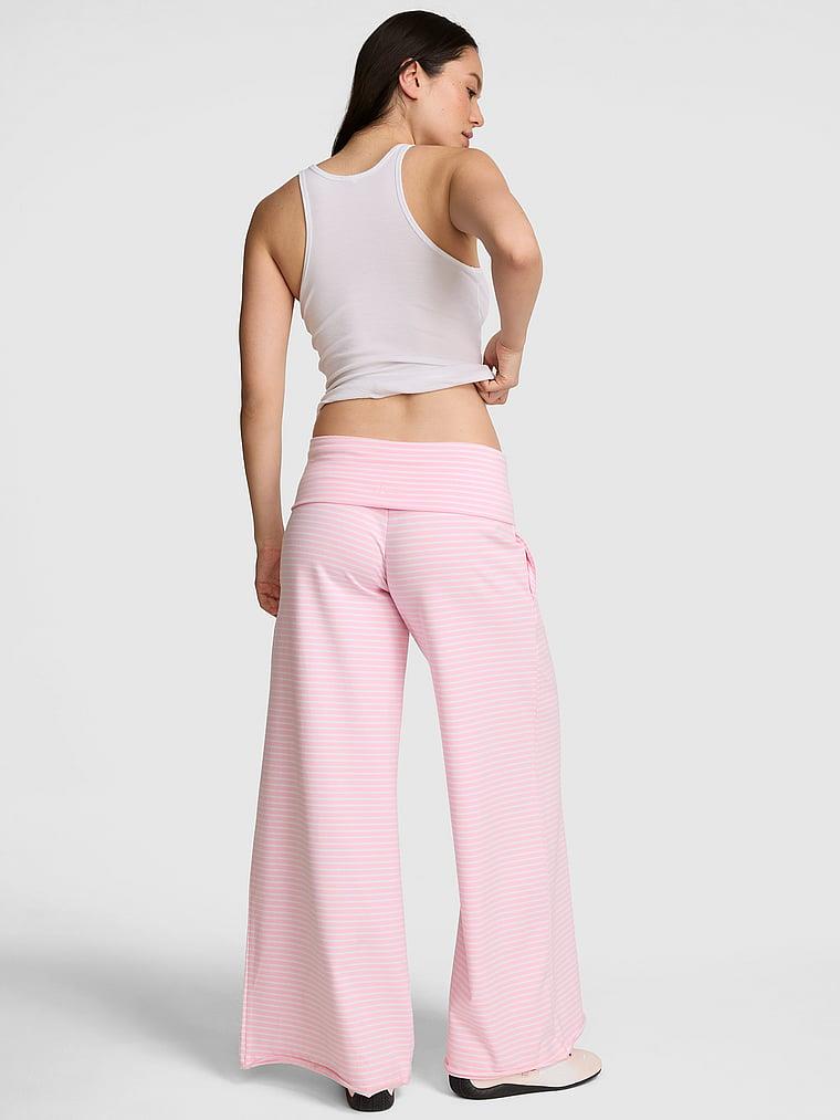 Pink All Day Cotton Beli Katlanabilen Genis Paca Pantolon arka görünümü