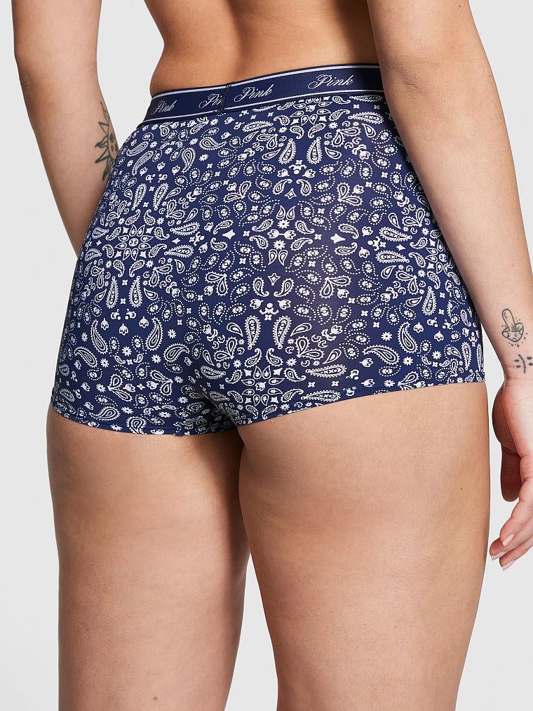 Pink Mikro Logolu Yüksek Bel Boyshort Kulot arka görünüm