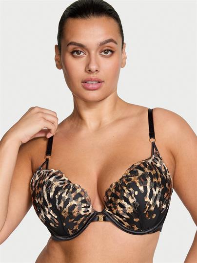 Leopar Islemeli Push Up Sütyen ön görünüm