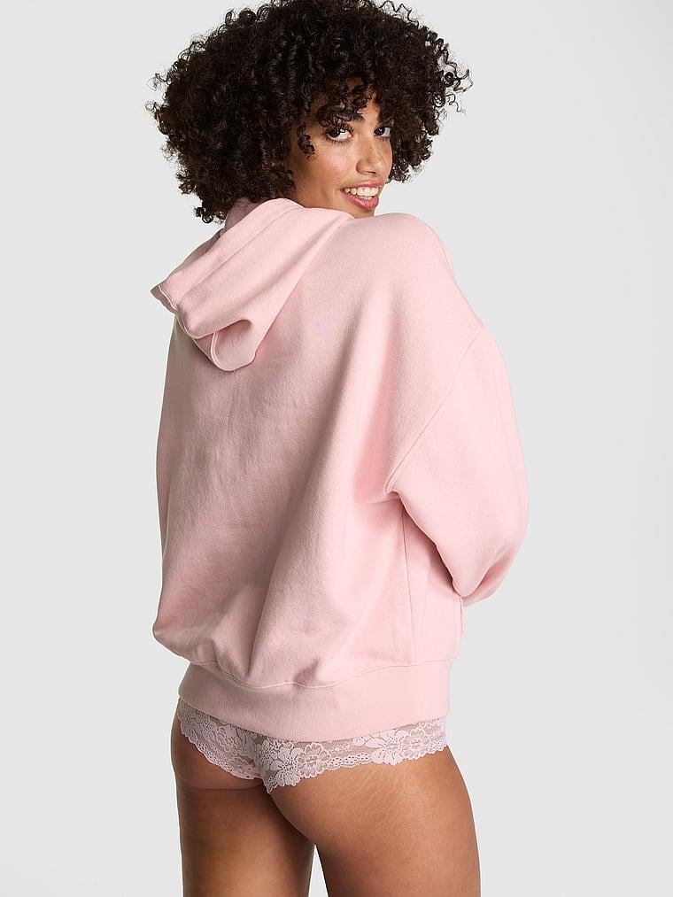 Pink Ivy Yarim Fermuarli Kapusonlu Sweatshirt arka görünüm