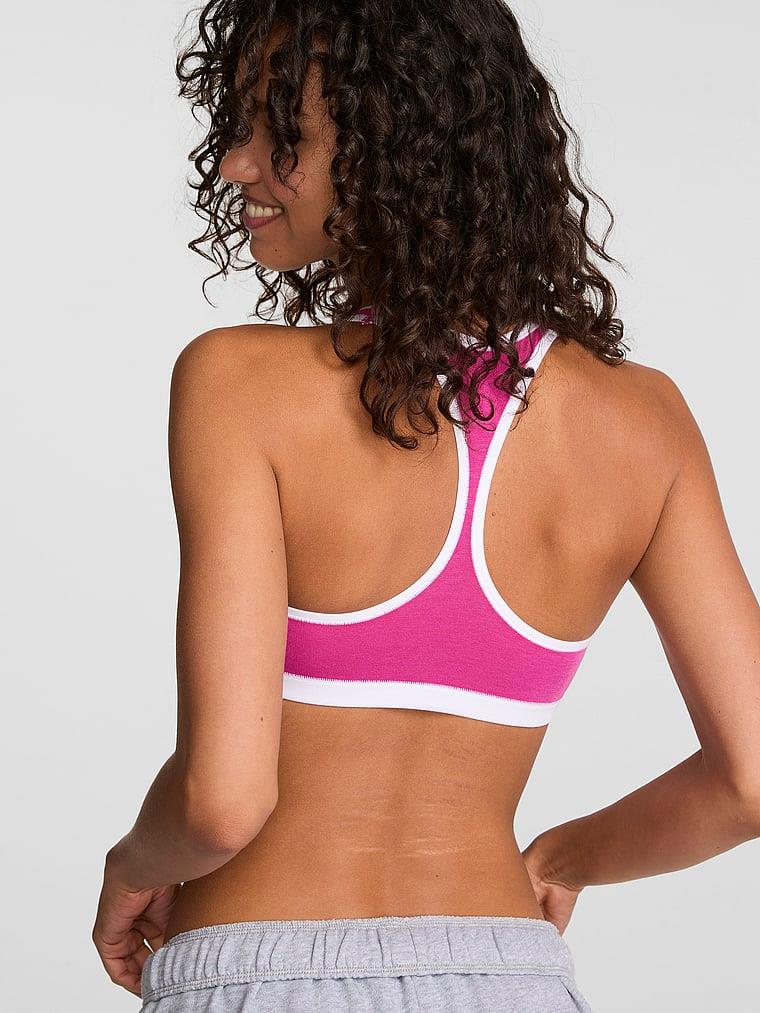 Pink Waffle Dokulu Racerback Sporcu Sütyeni arka görünümü