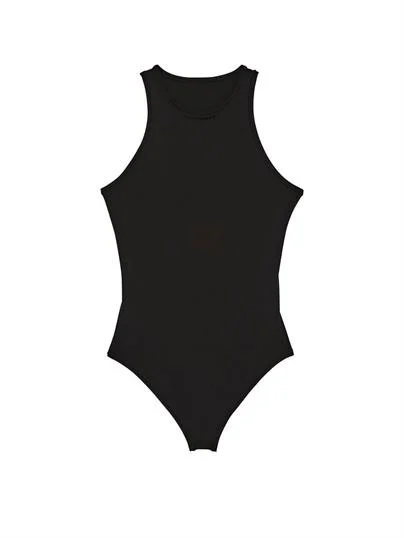 Pink Base Dik Yaka Esnek Bodysuit ön görünüm