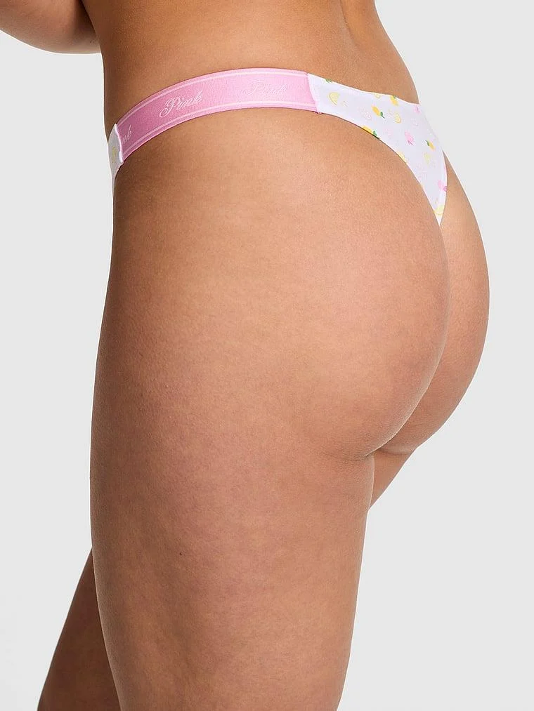 Pink Logolu Pamuklu Derin Bacak Kesim Tanga arka görünüm