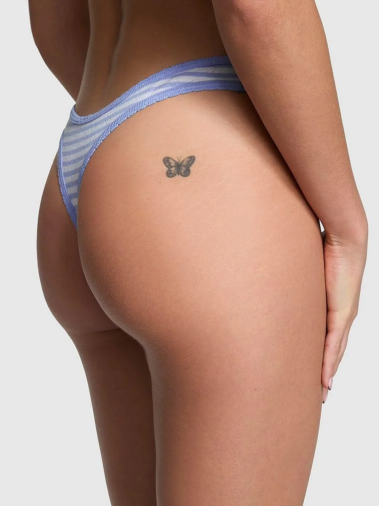 Pink Pamuklu Derin Bacak Kesim Tanga arka görünüm