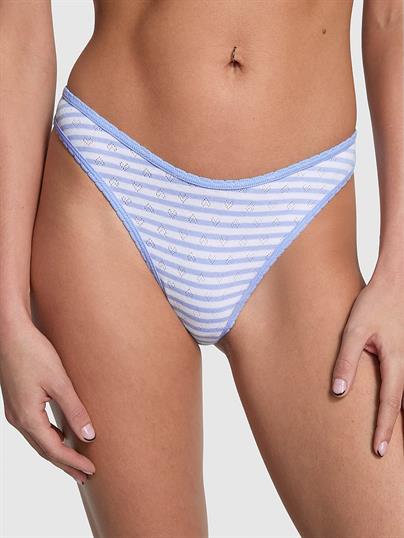 Pink Pamuklu Derin Bacak Kesim Tanga ön görünüm