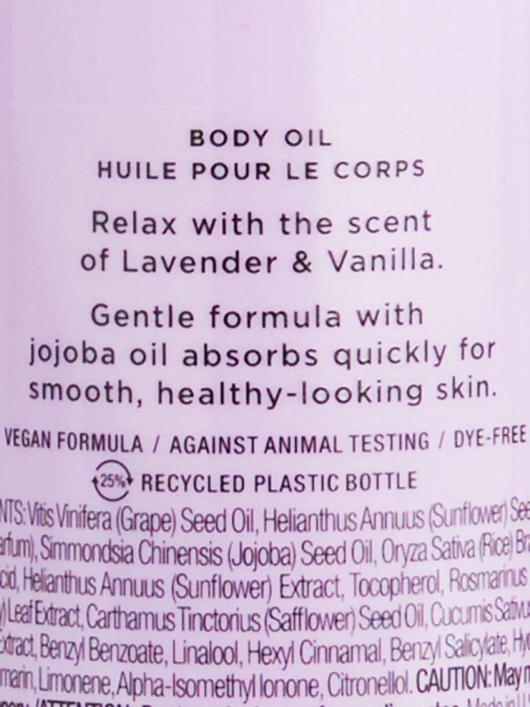 Lavender Vanilla Vücut Yagi arka görünüm