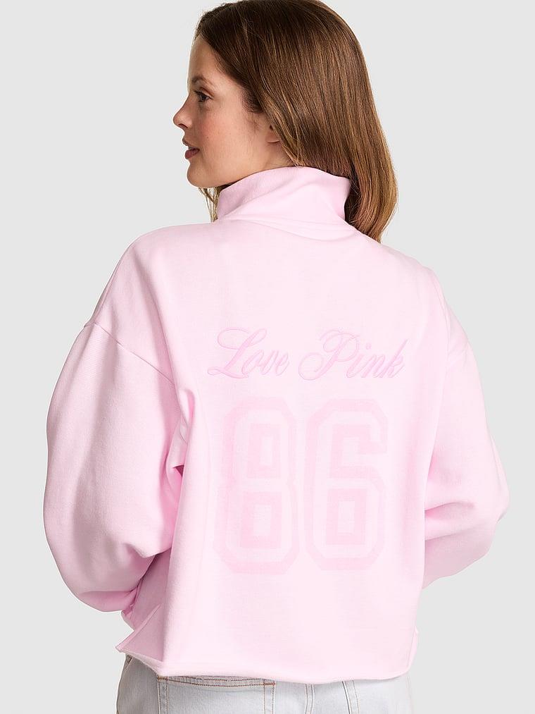 Pink Kampus Fermuarli Balikci Yaka Sweatshirt arka görünümü