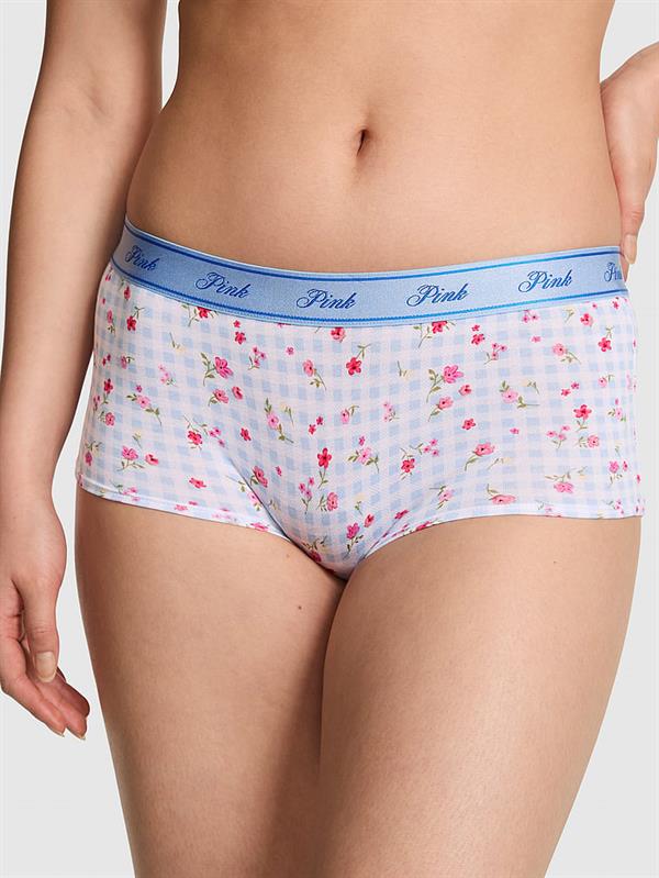 Pink Logolu Pamuklu Boyshort Kulot