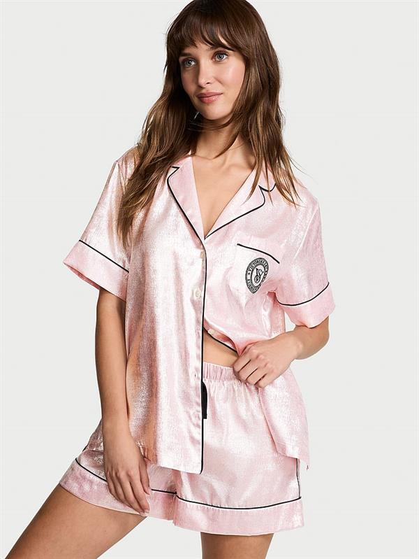 Parlak Saten Kısa Pijama Takimi