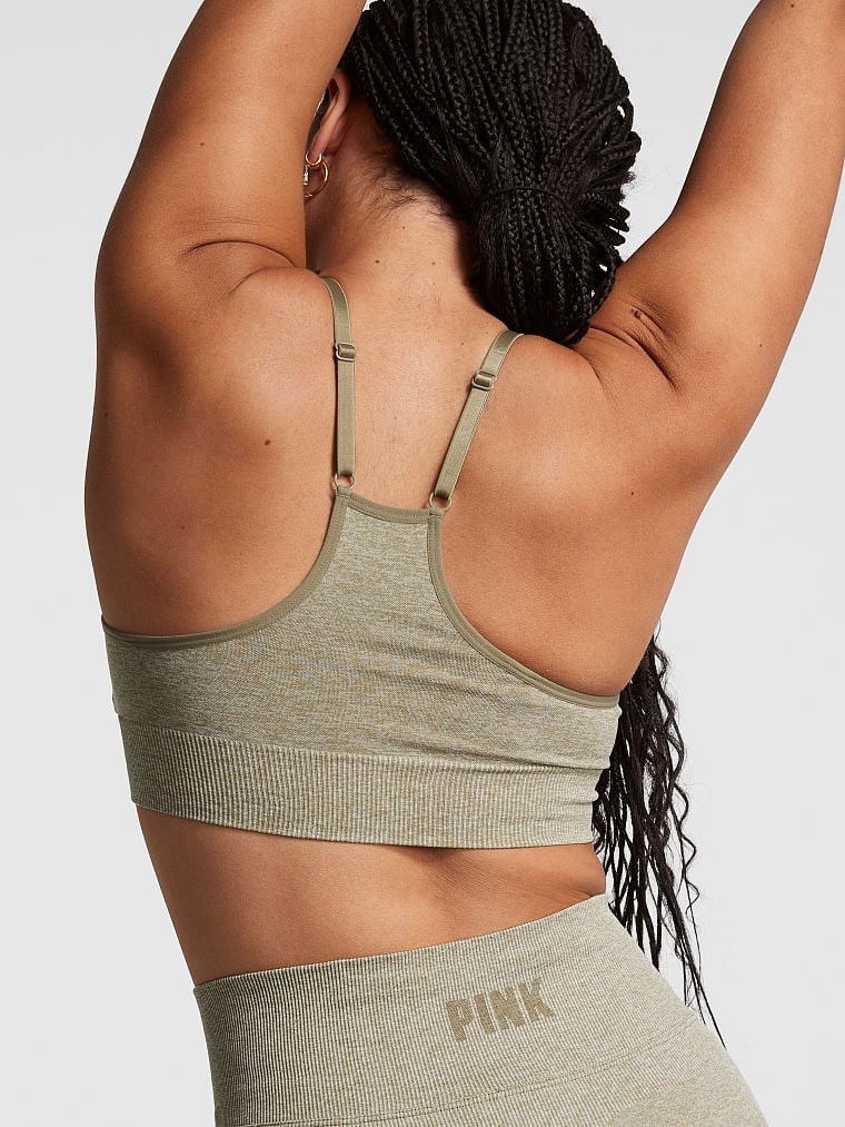 Pink Seamless Racerback Sporcu Sütyeni arka görünümü