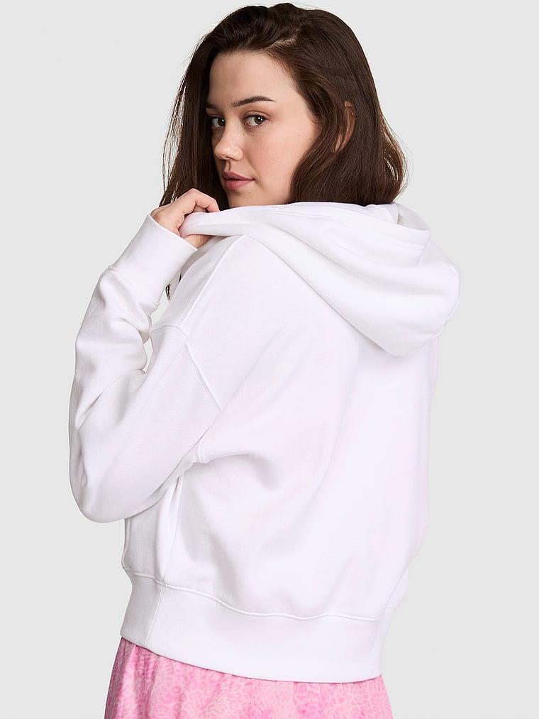 Pink Dar Kesim Fermuarli Kapusonlu Sweatshirt arka görünümü