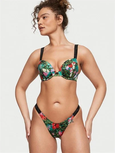 Işıltılı Askili Sexy Tee Push Up Bikini Ustu ön görünüm