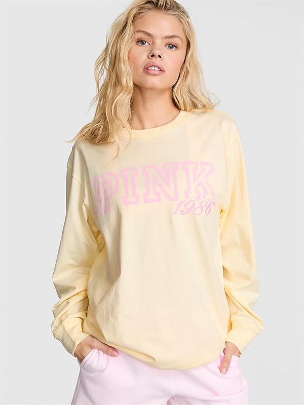 Pink Kampus Pamuklu Uzun Kollu Tisort