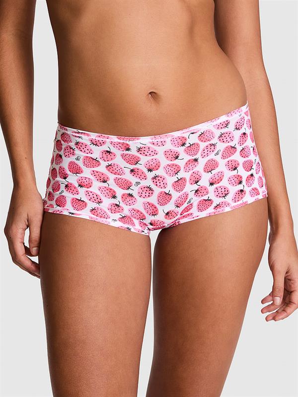 Pink Logolu Pamuklu Boyshort Kulot