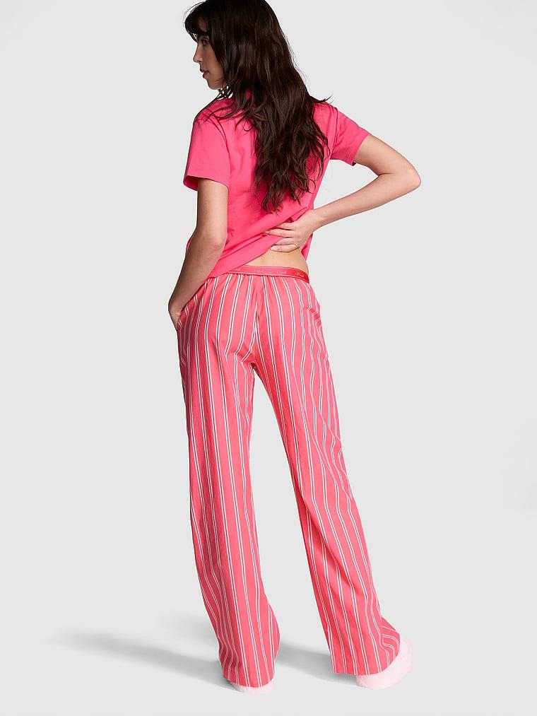 Pink Pamuklu Poplin Logolu Pijama Alti arka görünümü