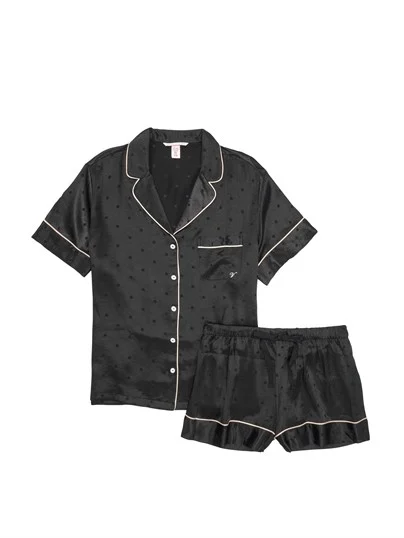 Kısa Saten Pijama Seti ön görünüm