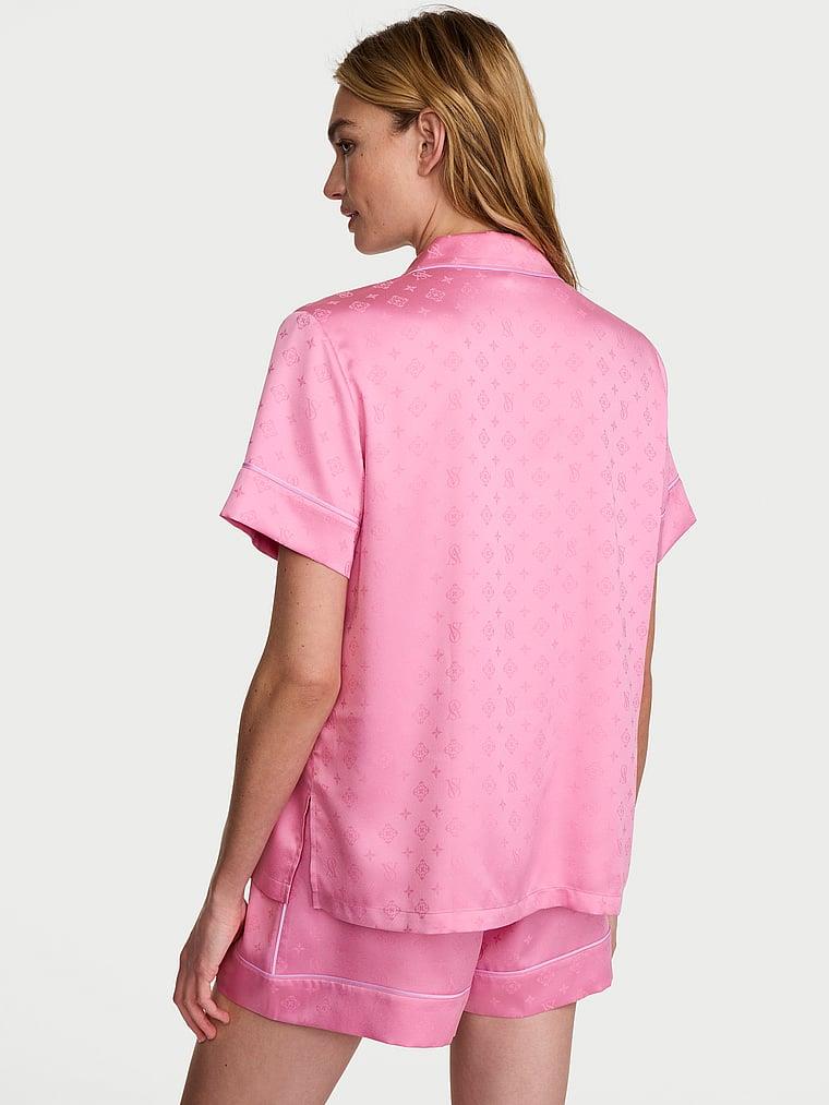 Glazed Saten Sortlu Pijama Takimi arka görünümü