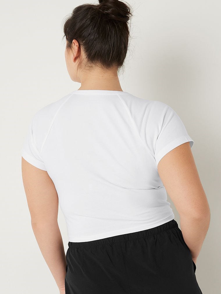 Pink Pamuklu Kısa Kollu Crop Ust arka görünümü