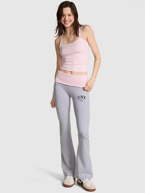 Pink All Day Beli Katlanabilen Pamuklu Flare Tayt