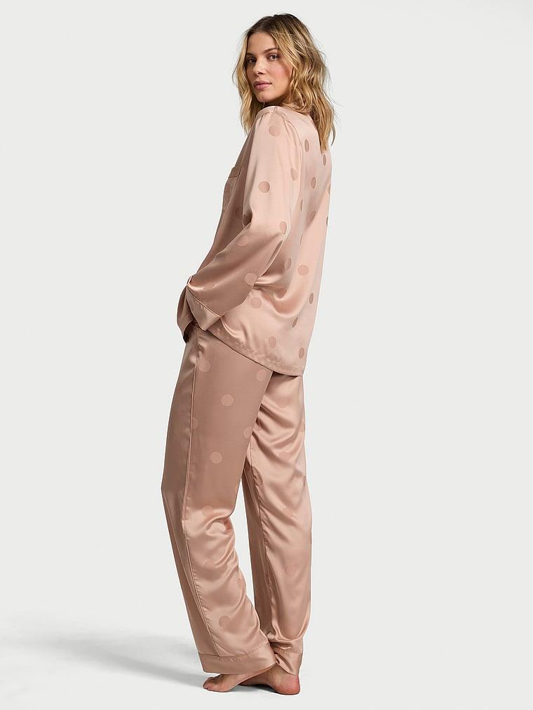 Glazed Saten Uzun Pijama Takimi arka görünüm