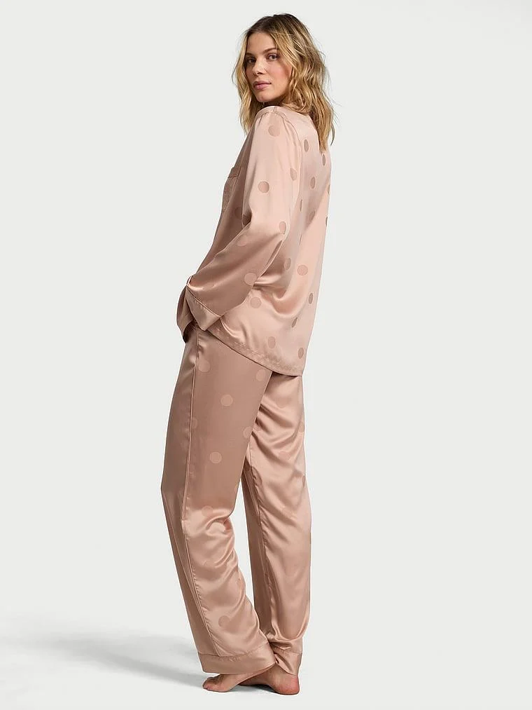 Glazed Saten Uzun Pijama Takimi arka görünümü