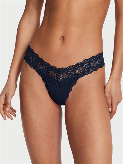 Beli Dantelli Pamuklu Tanga ön görünüm