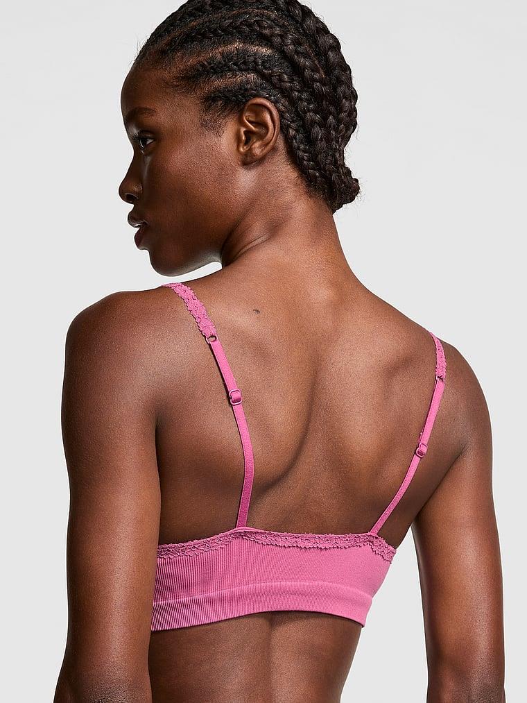 Pink Seamless Ribanali Balensiz Push Up Sütyen arka görünüm