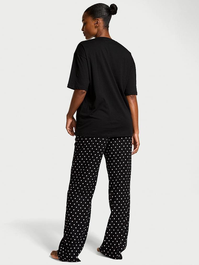 Kısa Kollu Tisort Flannel Pijama Takim arka görünüm