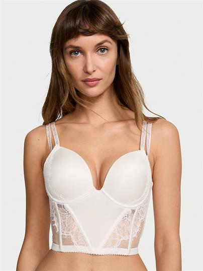 Işıltılı Cift Askili Dantelli Push Up Korse Bustiyer