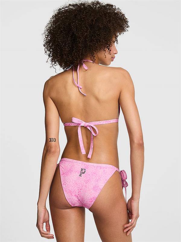 Pink Yandan Baglamali Cheeky Bikini Alti