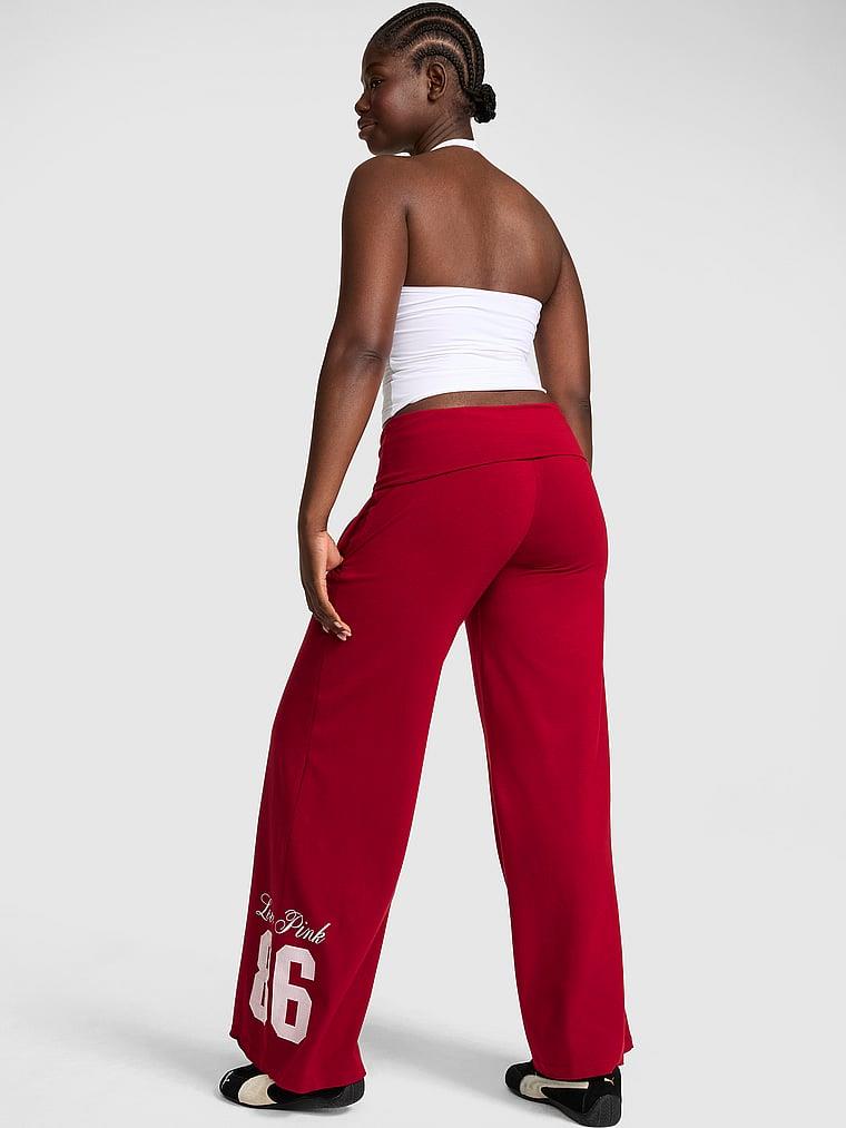 Pink All Day Cotton Beli Katlanabilen Genis Paca Pantolon arka görünümü