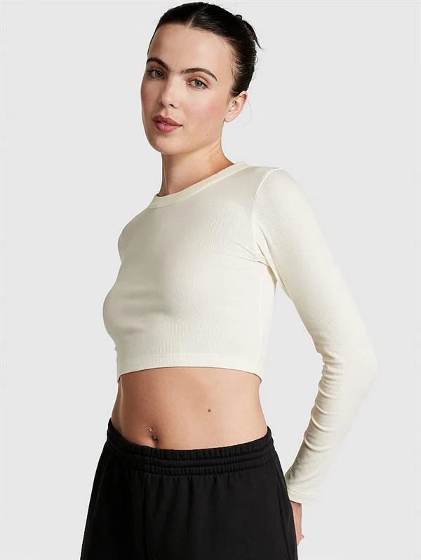 Pink Fitilli Uzun Kollu Crop