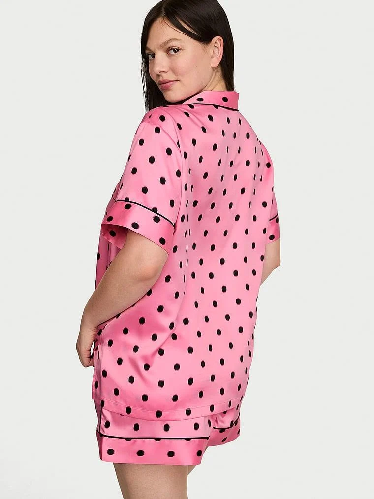 Glazed Saten Sortlu Pijama Takimi arka görünüm